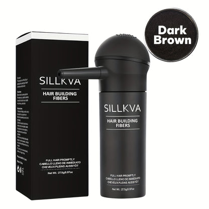 Volumizing Hair Fiber Powder with Applicator - SILLKVA Instant Volume & Natural Coverage for Thinning Hair, Precise Application, 0.97oz, Long-Lasting Hair Thickener for Men & Women