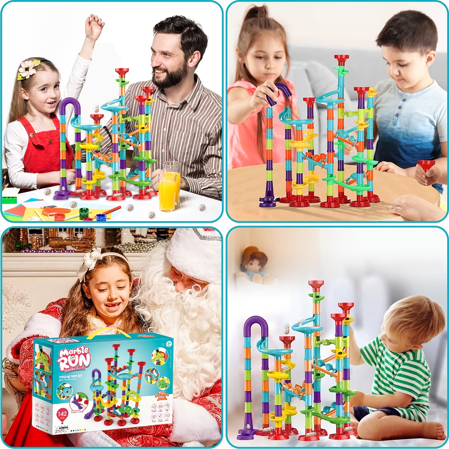 Marble Run Set 142pcs STEM Building Blocks Toy – Marble Race Track Construction Game for Kids, Develops Logic & Hand-Eye Coordination, Best Birthday & Christmas Gift for Boys & Girls