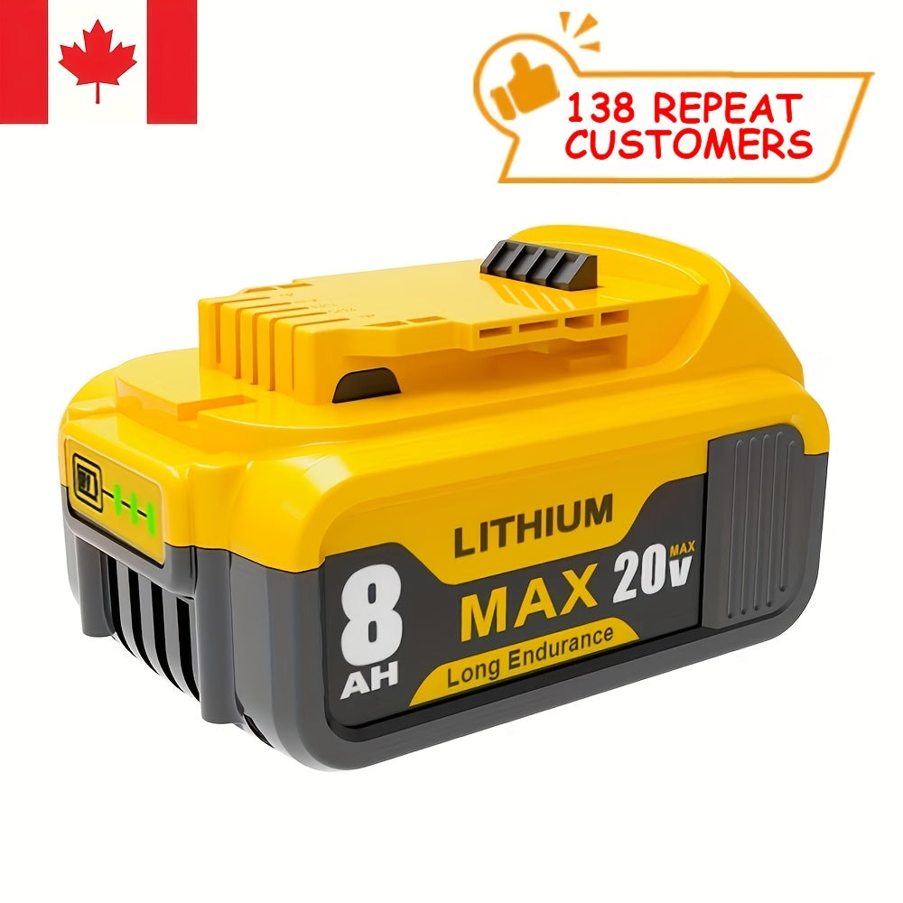 1/2/4PACK 8.0Ah 20V Replacement for Dewalt 20V Max Battery 8000Mah Compatible with for Dewalt 20Volt XR Lithium-Ion Batteries DCB205 DCB206 DCB207 DCB204 DCB201 DCB200 DCD/DCF/DCG Series Power Tool