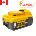 1/2/4PACK 8.0Ah 20V Replacement for Dewalt 20V Max Battery 8000Mah Compatible with for Dewalt 20Volt XR Lithium-Ion Batteries DCB205 DCB206 DCB207 DCB204 DCB201 DCB200 DCD/DCF/DCG Series Power Tool