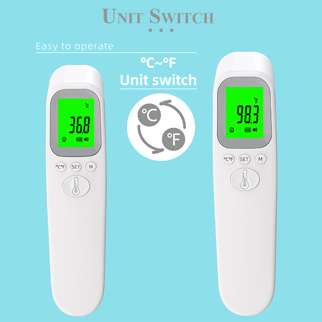 Digital Forehead Thermometer, No-Touch Infrared Fever Thermometer for Adults, Kids & Babies, Accurate Body Temperature Measurement, 1-Second Instant Reading, LCD Backlit Display, Fever Alarm Indicator, °F/°C Switchable, Memory Recall, Auto Shut-Off, Home,