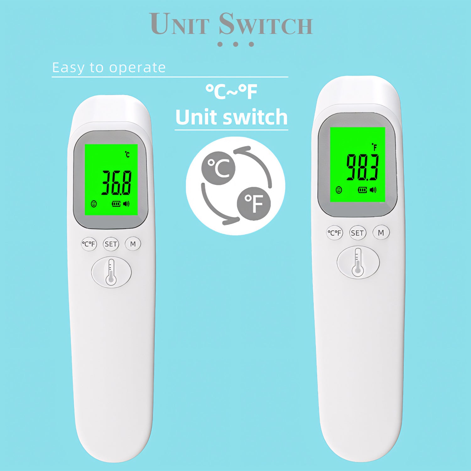 Digital Forehead Thermometer, No-Touch Infrared Fever Thermometer for Adults, Kids & Babies, Accurate Body Temperature Measurement, 1-Second Instant Reading, LCD Backlit Display, Fever Alarm Indicator, °F/°C Switchable, Memory Recall, Auto Shut-Off, Home,
