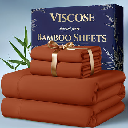 Extra Deep Pocket Bamboo Cooling Bedding Set – Breathable Fitted Sheet, Flat Sheet & Pillowcases for Hot Sleepers & Night Sweats, Twin Full Queen King | Perfect Family Gift | Canada