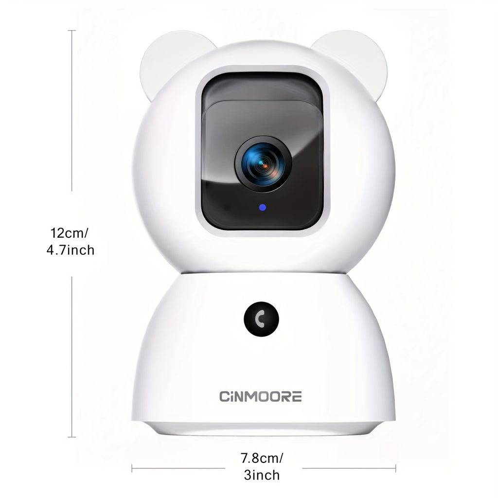 CINMOORE 2.5K Security Camera Indoor, Non-Subscription AI Person/Pet/Cry Detection, 4MP Pet/Dog/Cat Camera W/Phone App, Pan Tilt 2.4GHz WiFi Cameras For Home Security, IR Night Vision, Full Duplex 2-Way Audio