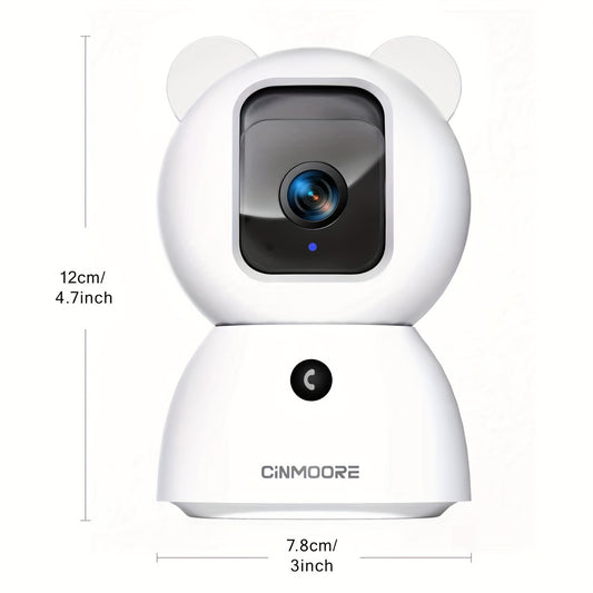 CINMOORE 2.5K Security Camera Indoor, Non-Subscription AI Person/Pet/Cry Detection, 4MP Pet/Dog/Cat Camera W/Phone App, Pan Tilt 2.4GHz WiFi Cameras For Home Security, IR Night Vision, Full Duplex 2-Way Audio