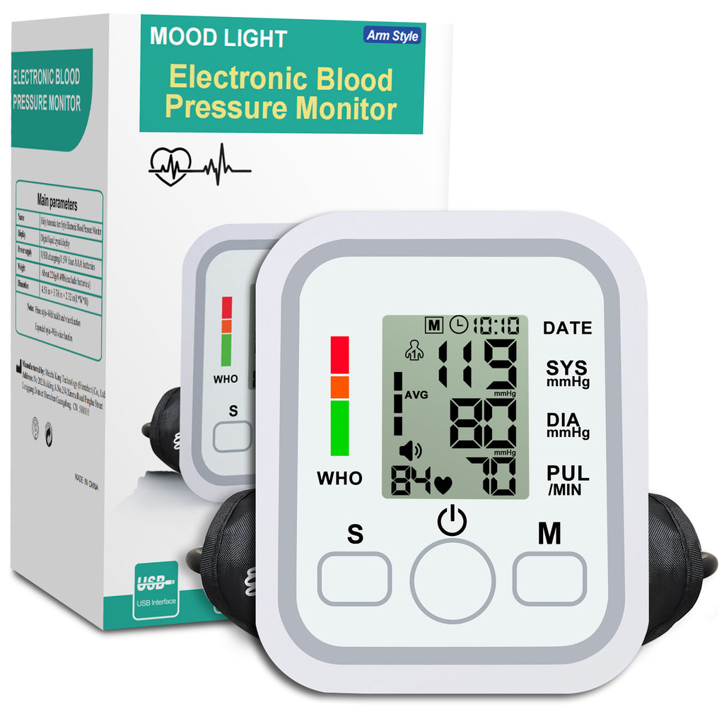 All-in-One Portable Upper Arm Blood Pressure Monitor | Large LCD Display, One-Touch Operation, Voice Reports, Hypertension Alerts, 2x99 Memory, Adjustable Cuff | Home & Travel Essential, Ideal for Seniors, Pregnant Women, Blood Pressure ManaSynthetic