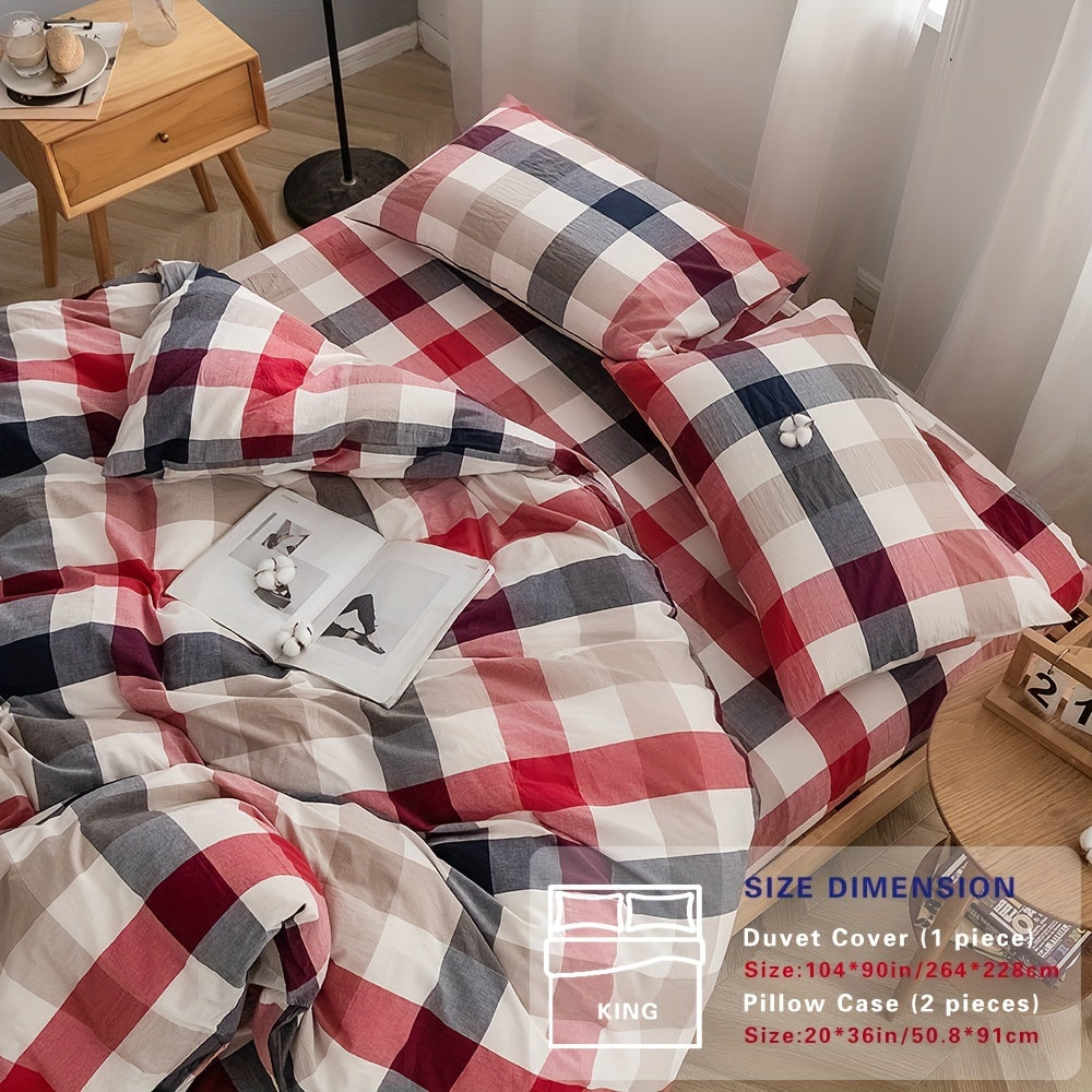 100% Washed Cotton Duvet Cover Set – Breathable, Durable & Ultra-Soft Comfy Bedding Set for All Seasons, Multiple Sizes & Colours