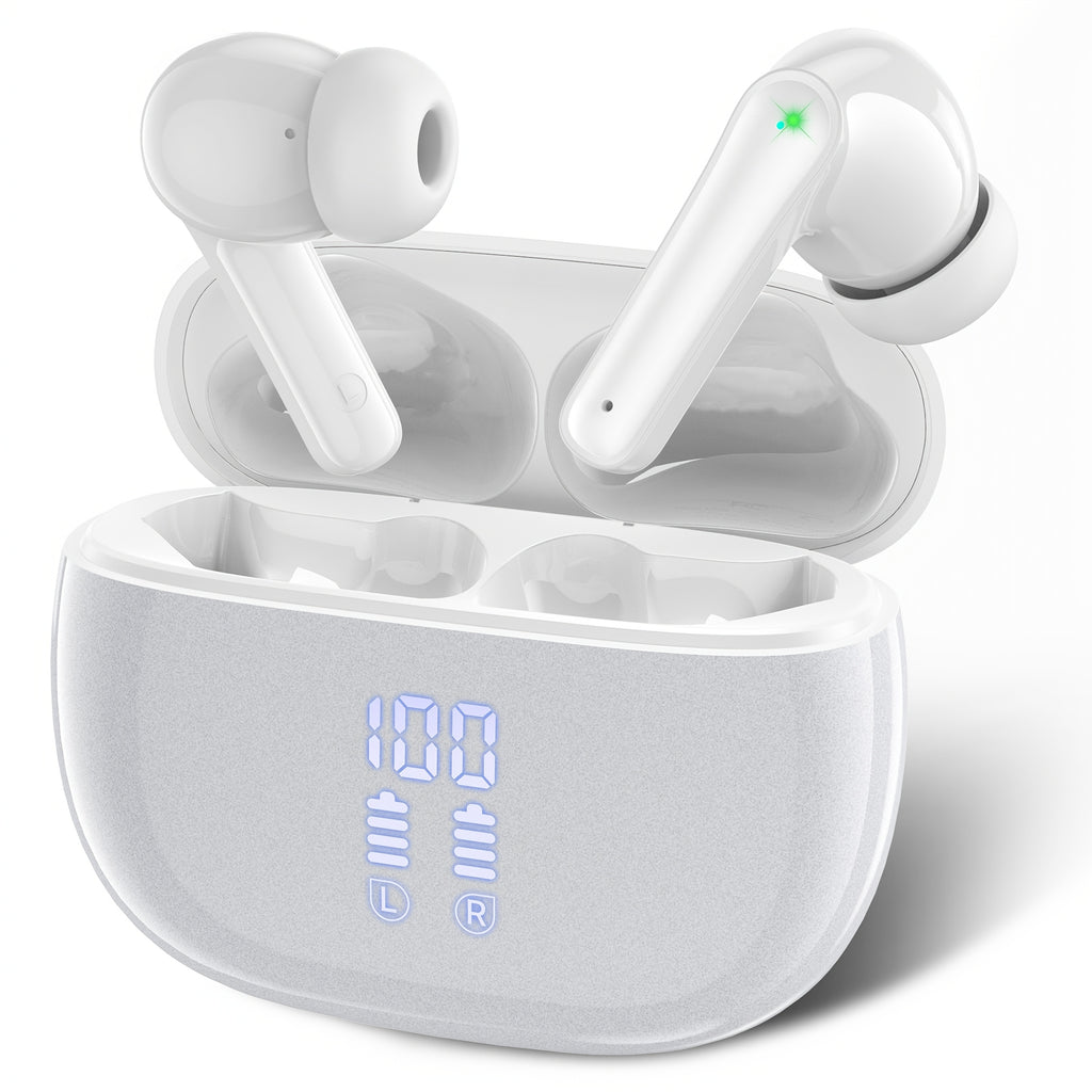 Bluetooth Earbuds, 40Hrs with Charging Case V5.3 Touch Control Ear Buds Hi-Fi Stereo with ENC Noise Cancelling Mic, LED Power Display Charging Case Stereo Bass Earphones Clear Call Earphones for Sports Workout