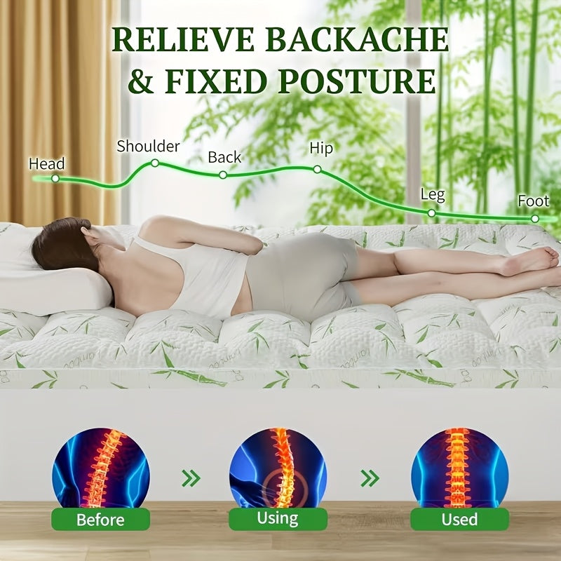 Soft And Cooling Bamboo Mattress Topper - Extra Thick 1500 GSM Breathable Bed Pad with Moisture-Proof Bottom, 8-20" Deep Pocket Pillow Top Cover Fit for RV, Camping, Mattresses - Soft Quilted Cover, Heavy-Duty Layer, King/ Cal King