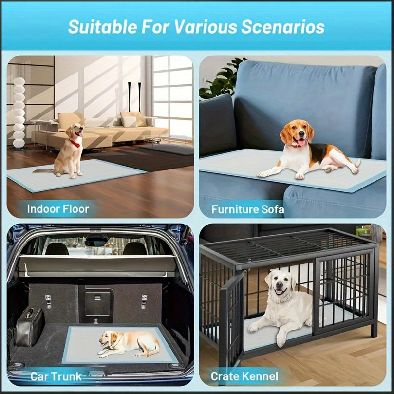 100pcs Thick Leakproof Super Absorbent Puppy Pads | 23.62-Inch * 23.62-Inch Disposable Training Mats for Dogs, Cats, and Rabbits, Blue & White Design