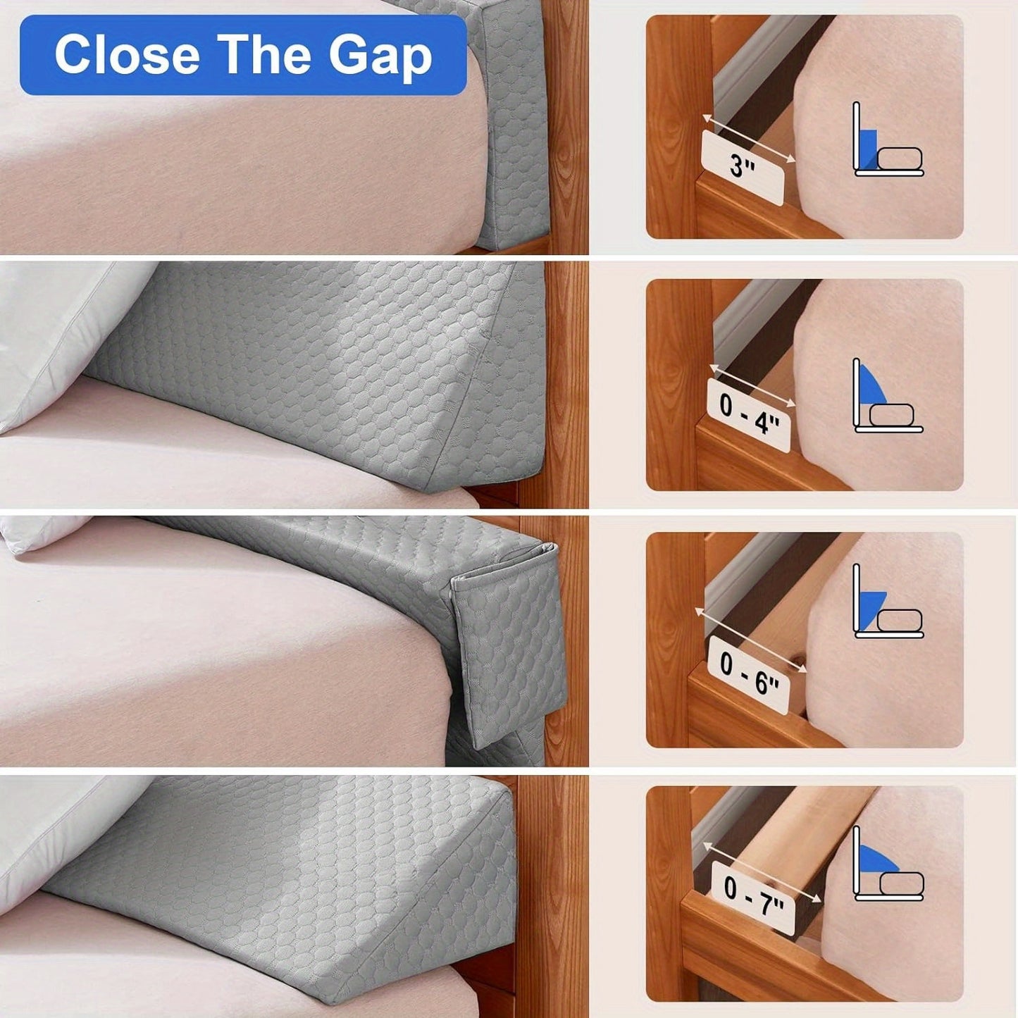 Bed Wedge Pillow Headboard Gap Filler – Mattress Wedge to Close Gap Between Headboard & Wall | Soft Sleeping Backrest Support Pillow | Twin, Full, Queen & King | Grey & White | ShopVora CA