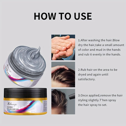 Temporary Hair Color Wax Washable Styling Wax - Mix Your Own Colours for Halloween, Carnival, Mardi Gras, Festival & Party, Easy to Apply & Wash Out, Fun Hair Dye for Men Women & Kids