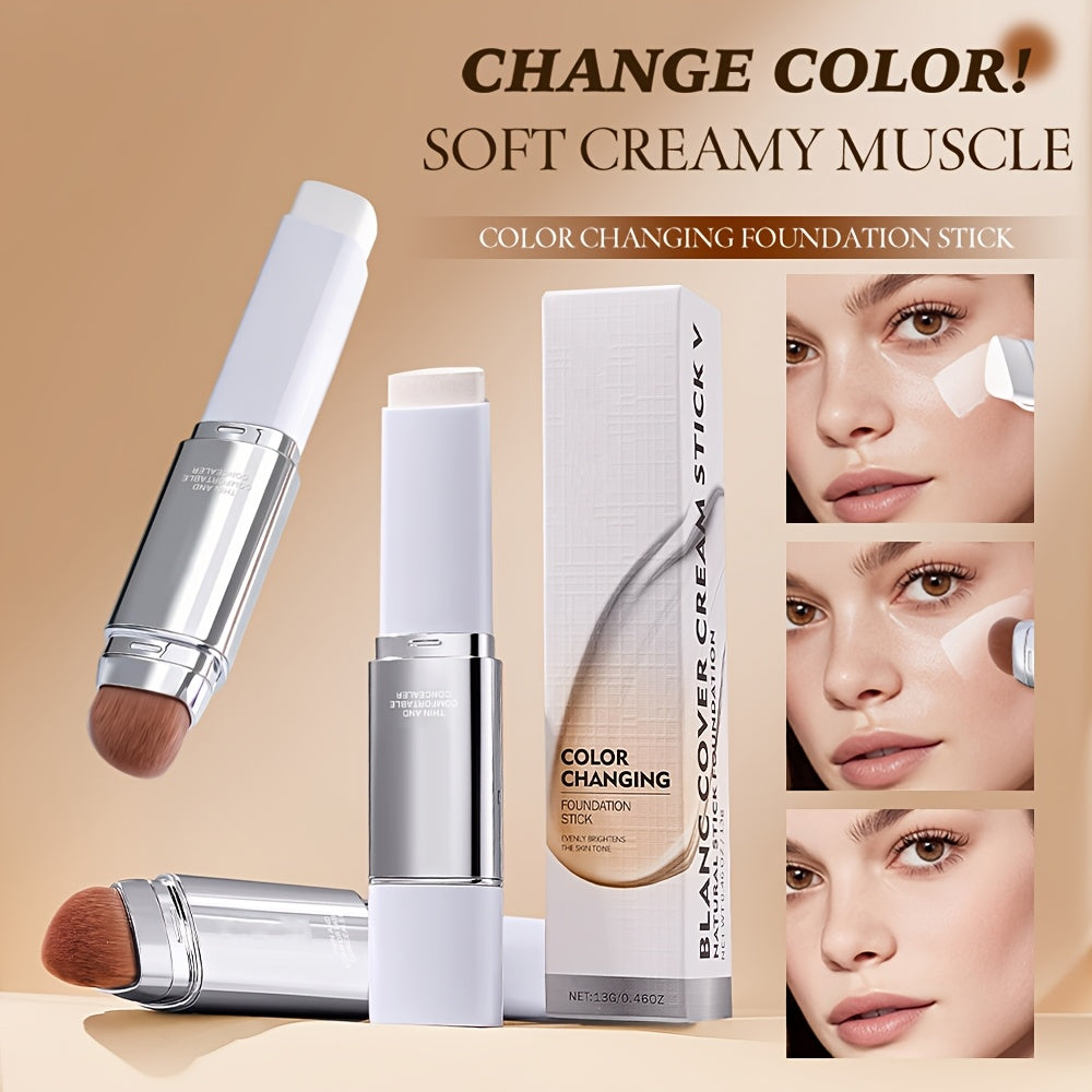 Thermal-Color Temperature Gradient Double-Ended Concealer Foundation Stick for Flawless Coverage And Natural Look with Dual Functionality