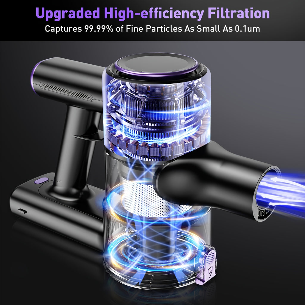 Cordless Vacuum Cleaner, 10in 1 Powerful Stick Vacuum, with Anti-Tangle Brush And Upgraded Green Light, 45mins Runtime Rechargeable Lightweight Vacuums for Hardwood Floor, Carpet, Pet Hair