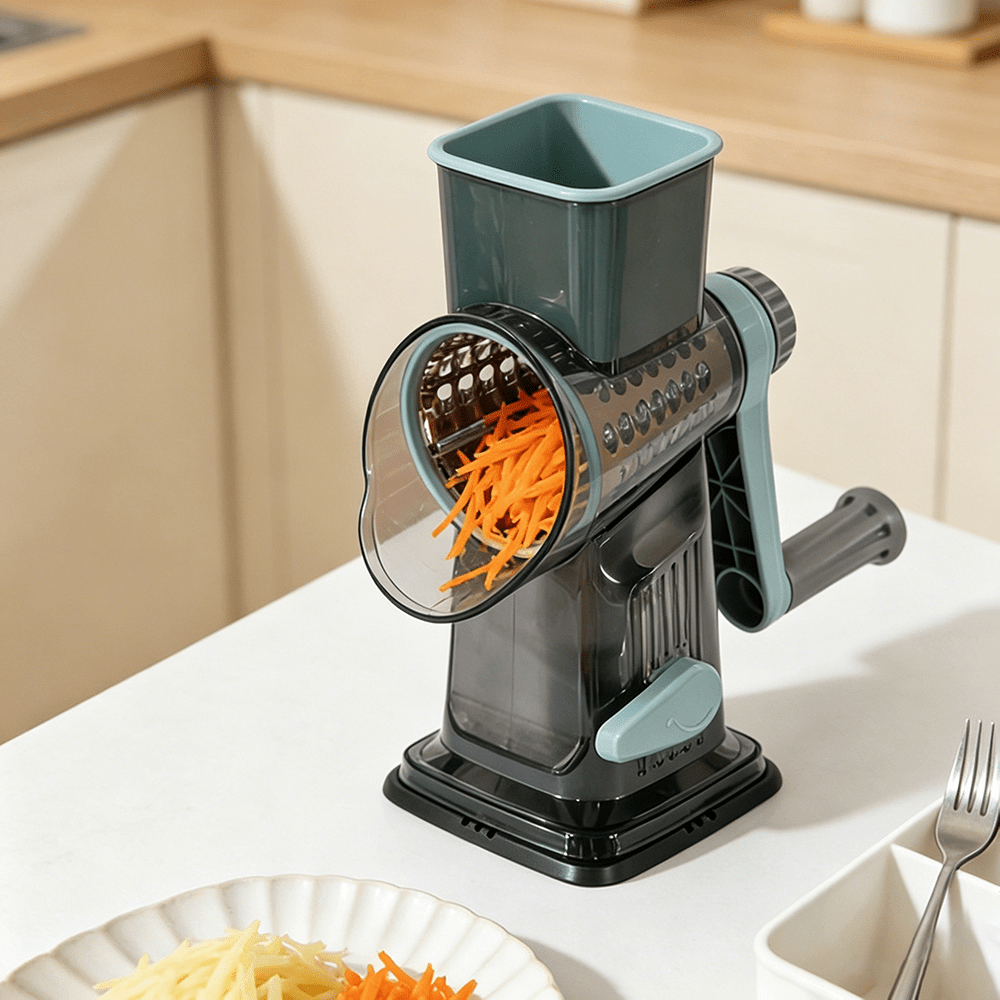 4pcs Multi Functional Hand Cranked Vegetable Cutter, Household Kitchen Manual Vegetable Machine, Slicer, Slicer, Drum Type Vegetable Cutter