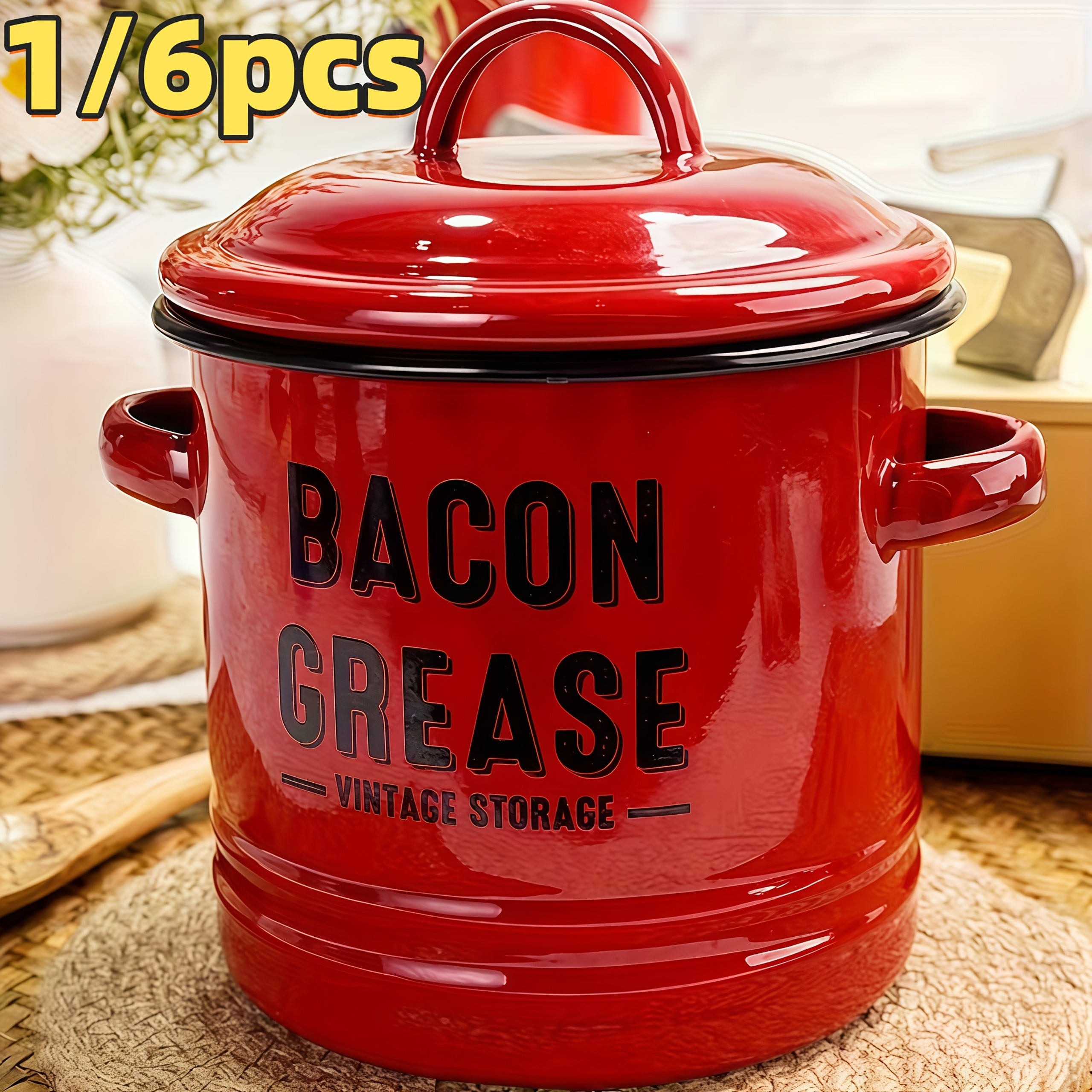 Bacon Grease Container & Oil Storage Can Set – High-Temperature Safe Condiment Bottles with Filter, Spacious Food Storage for Kitchen & Outdoor Cooking, Handmade Gift Idea Canada