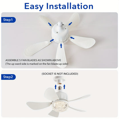 Socket Fan Light E26/E27 Screw-In Ceiling Fan with Light & Remote – Dimmable Small Ceiling Fan Bulb Replacement, Easy Install for Bathroom, Bedroom, Kitchen & Living Room Canada, Modern Style