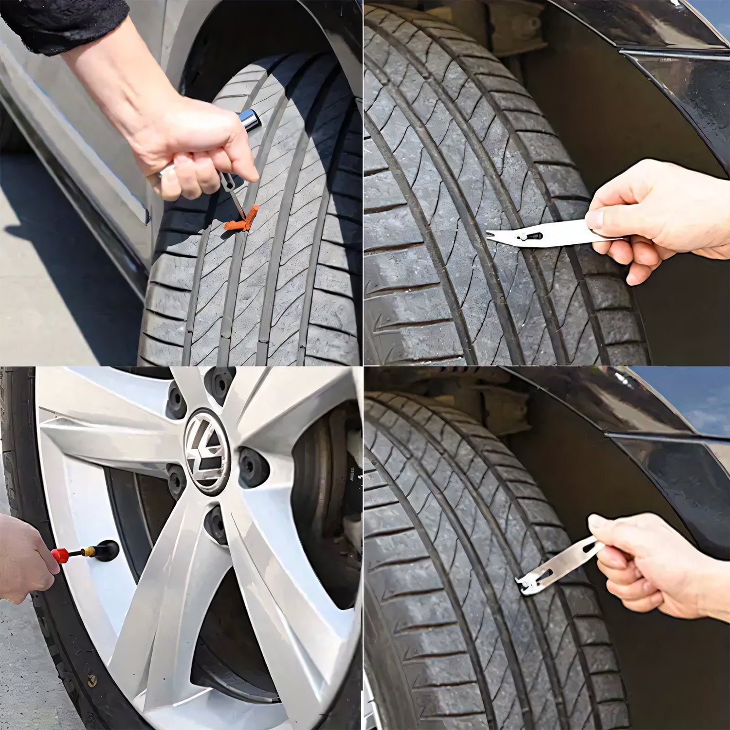 Tire Repair Tool Set Kit, Heavy duty Puncture Plug and Patch Tools Set with Reamer, Insertion Tools, Tire Plugs and Accessories for Car, Motorcycle, Truck, ATV, Tractor, RV, SUV, UTV and Trailer Flat
