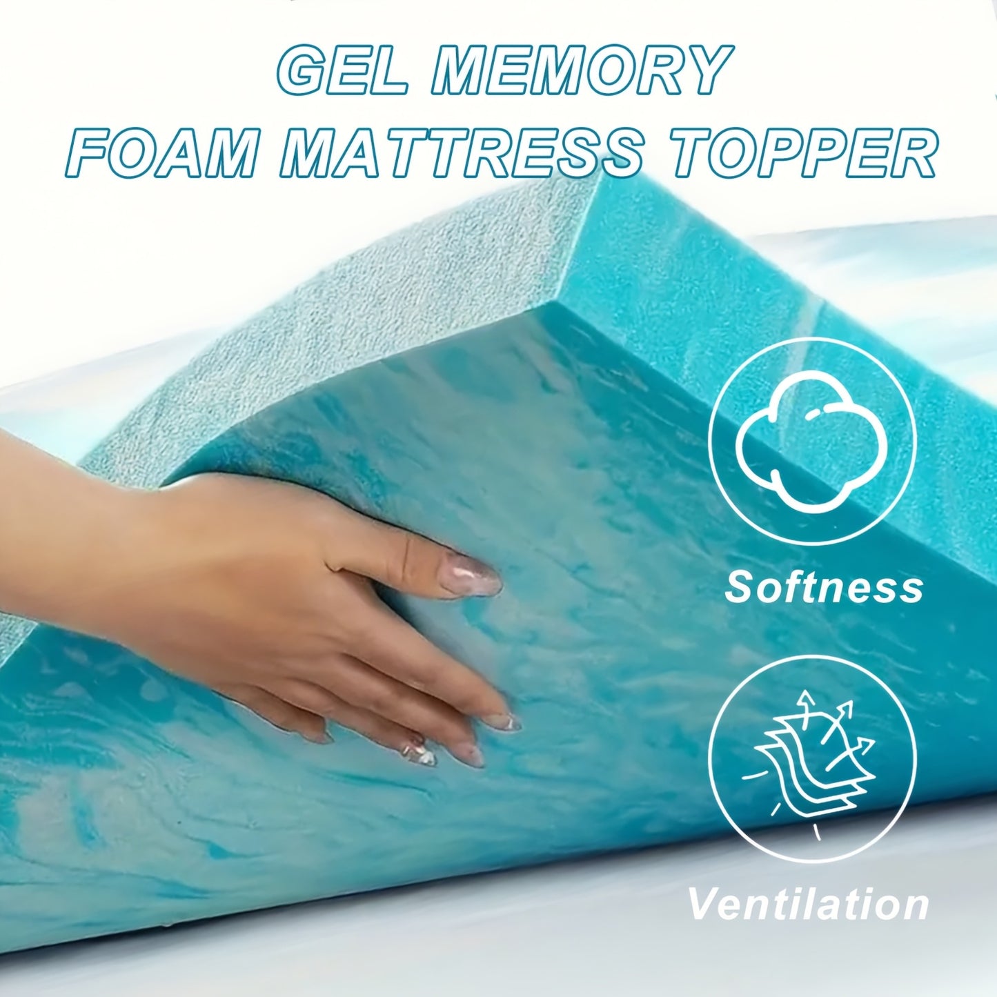 2-Inch Cooling Gel Memory Foam Mattress Topper – Soft Gel-Infused Breathable Bed Topper Pad for Better Sleep, Fits Twin Twin XL Full Queen King, Great for Bed Sofa RV Camper – Blue
