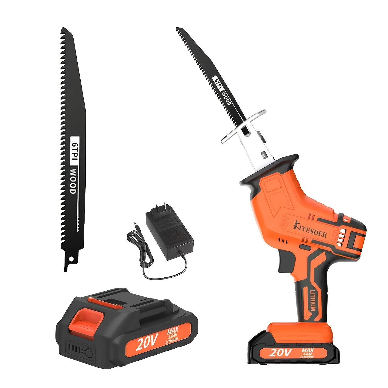Reciprocating Saw with Battery 20V Cordless – Lightweight Handheld Power Saw for Cutting Metal, Wood, Plastic Pipes & Branches | Variable Speed, Multi-Purpose for Home Renovation & Outdoor Use