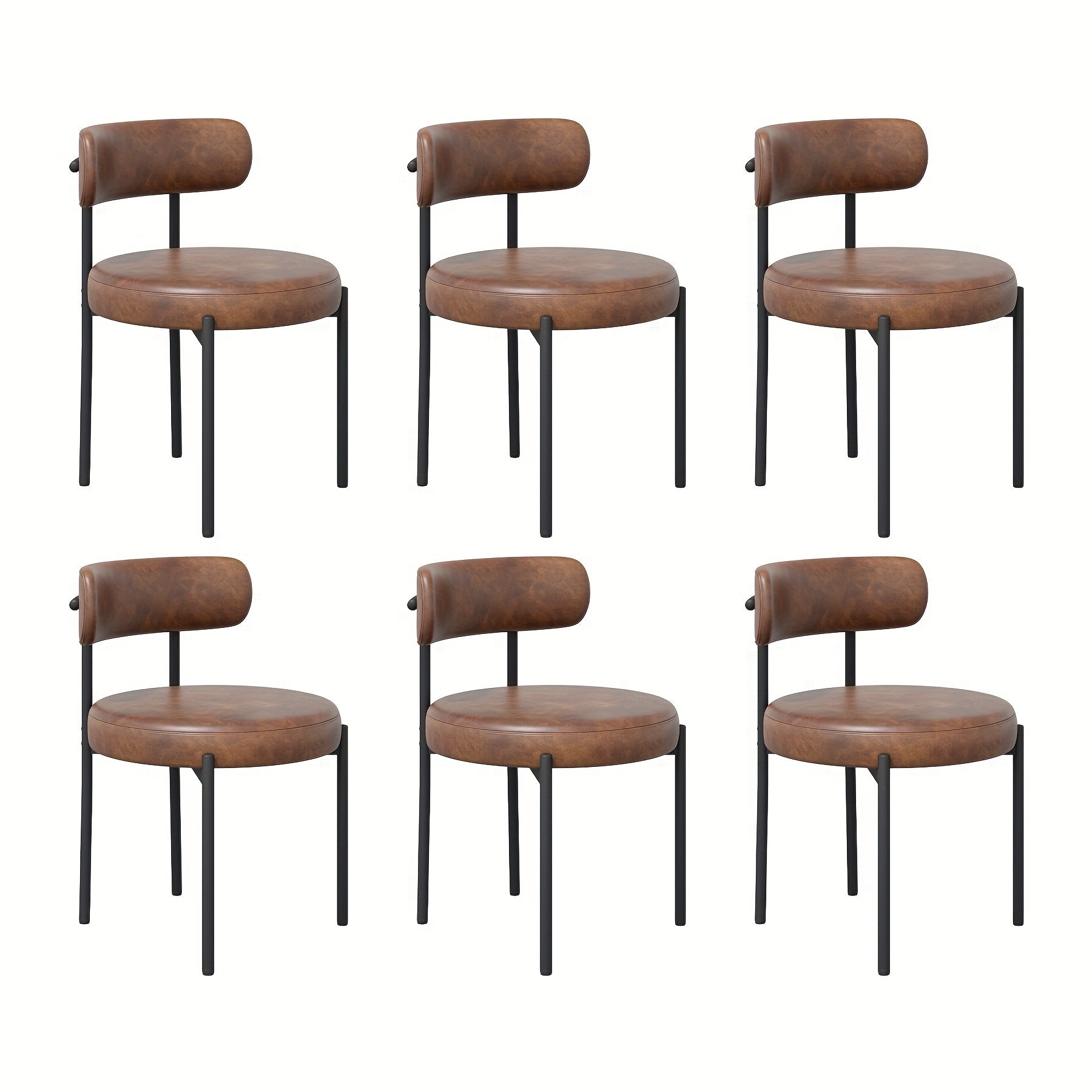 Mid-Century Modern Dining Chairs with Boucle Fabric & Thick Cushions – Rounded Back Upholstered Accent Chair with Sturdy Metal Legs for Dining Room Living Room