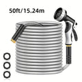 VyGrow 50ft Heavy-Duty Stainless Steel Garden Hose - Puncture-Proof, No-Kink Flexible Design with 10-Function Nozzle for Yard, Lawn, Car Wash, Pet Cleaning & Outdoor Cleaning