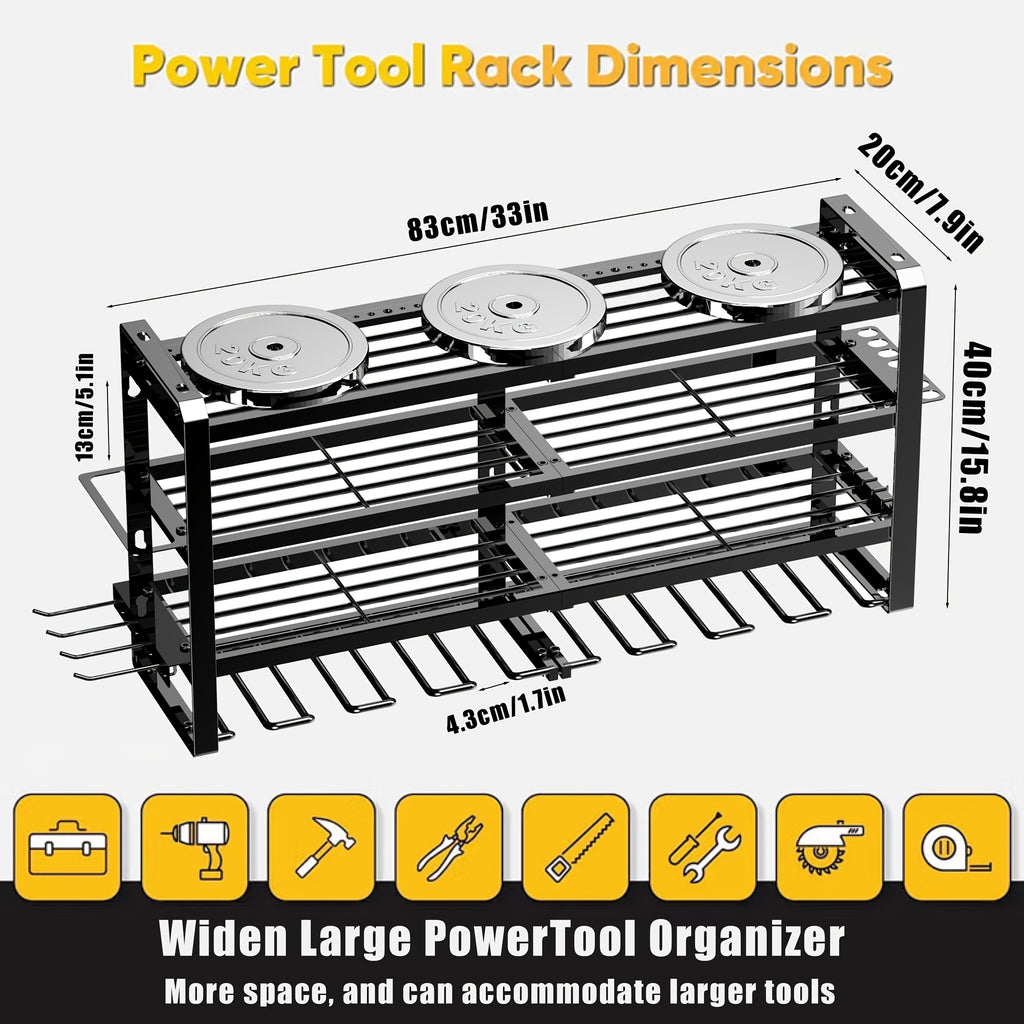 Wall Mounted Power Tool Storage Rack, Garage Tool Storage Rack, And Storage Rack with Screw Rack/Pliers Rack/Hammer Rack, 4Layer8Drill, 3Layer7Drill, 4Layer4Drill, 2Layer4Drill, A Gift for The Family, Storage Racks