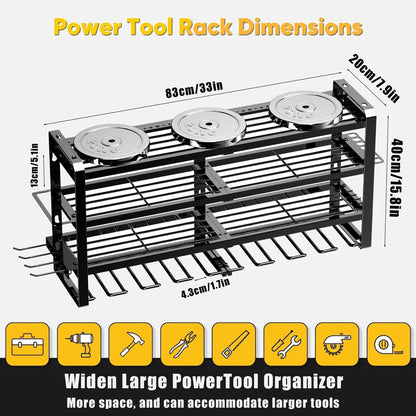 Multi-Layer Garage Tool Storage Rack Wall Mounted with Drill Holder Screw Rack Pliers Rack Hammer Rack – Power Tool Organizer for Workshop Shed, Multiple Size Options, Great Gift for Men