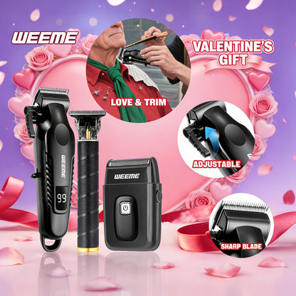 WEEME Men's Electric Hair Clipper Kit – USB Rechargeable, Precision Adjustable Blades, LCD Display, Portable Barber-Grade Home Grooming Set, Perfect Father's Day Gift for Him