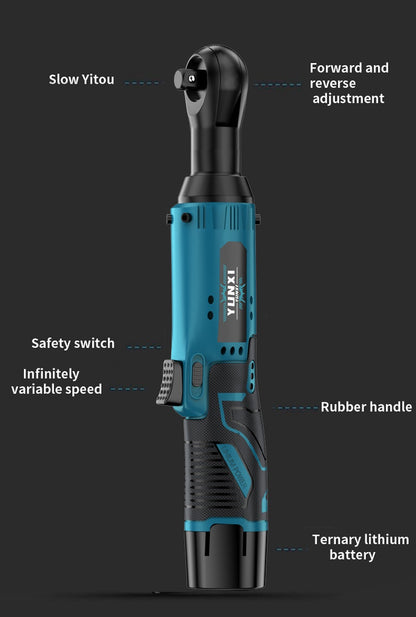 Cordless Electric Ratchet Wrench Kit with Lithium Battery – Right Angle Power Wrench, Nut Removal Tool for Car Repair & Home Use – AVN Rechargeable Electric Wrench with Accessories