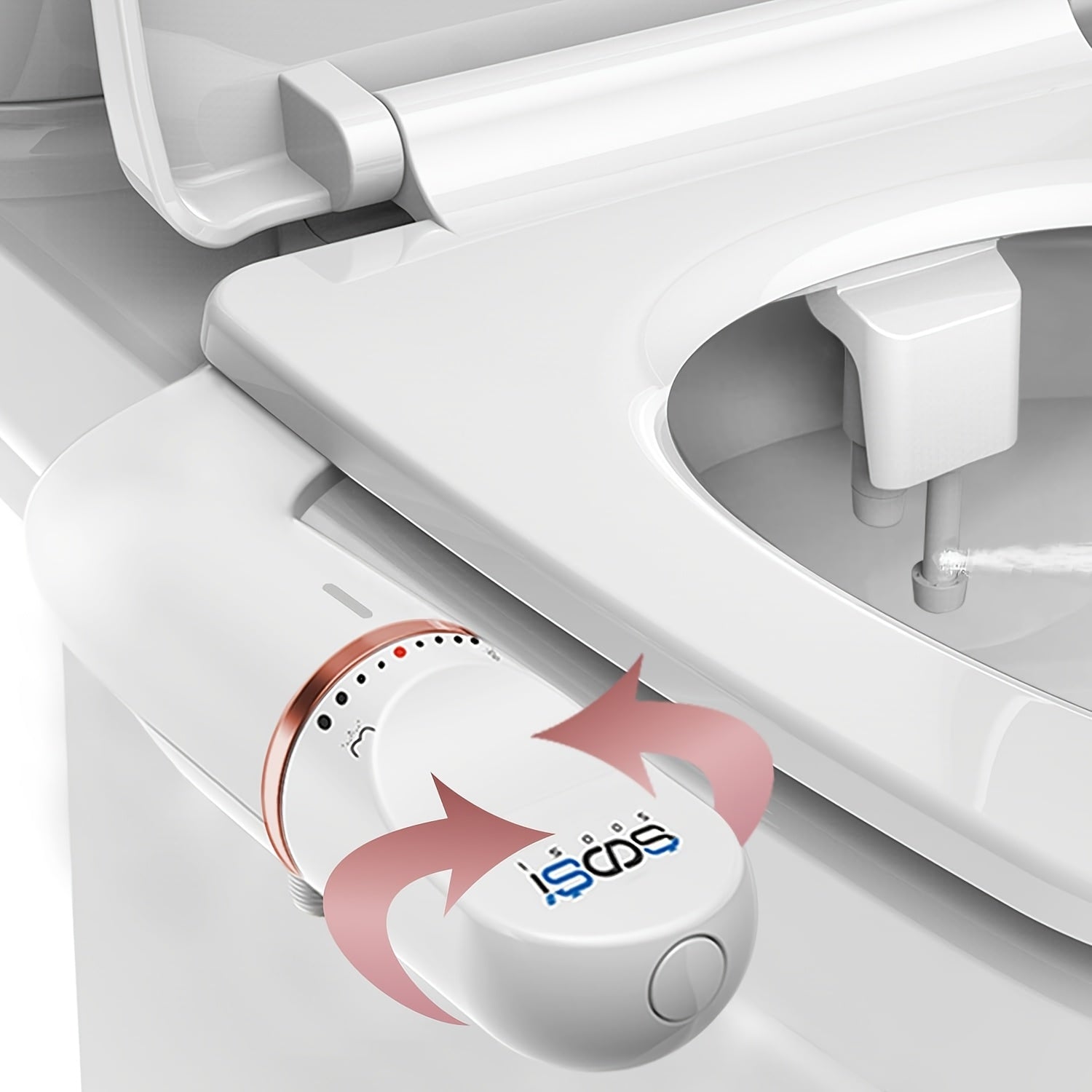 Ultra-Slim Dual Nozzle Bidet Attachment Non-Electric – 0.2" Thin Self-Cleaning Bidet Toilet Seat Attachment, Adjustable Water Pressure, Brass Fittings, Easy Install, White & Rose Gold