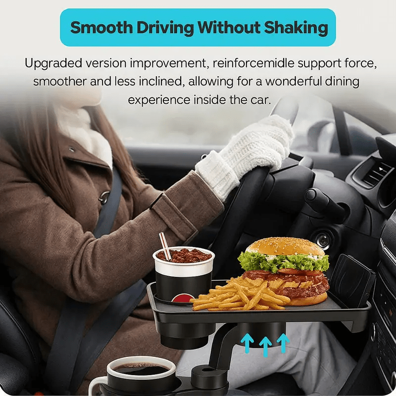 Expandable Car Cup Holder 3-in-1 Multi-Functional Car Table, Large Capacity Beverage & Snack Organizer, Road Trip Essential Car Accessory, Plastic Cup Holder Insert