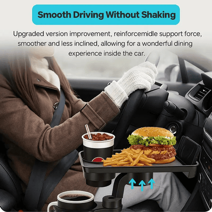 Expandable Car Cup Holder 3-in-1 Multi-Functional Car Table, Large Capacity Beverage & Snack Organizer, Road Trip Essential Car Accessory, Plastic Cup Holder Insert