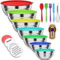 7pcs Stainless Steel Mixing Bowl Set, Multifunctional Stacking Mixing Bowls with Lids and Accessories for Home, Kitchen, Cooking - TU-JC-SLW003-US
