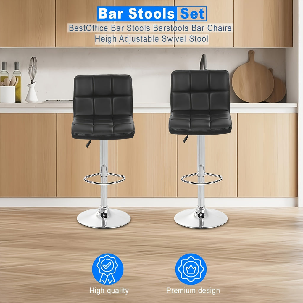 2-Pack Bar Chairs Adjustable Swivel Stool - Armless Hydraulic Bar Height Stools, Comfortable Back Support, Perfect Addition to Your Modern Kitchen And Living Room