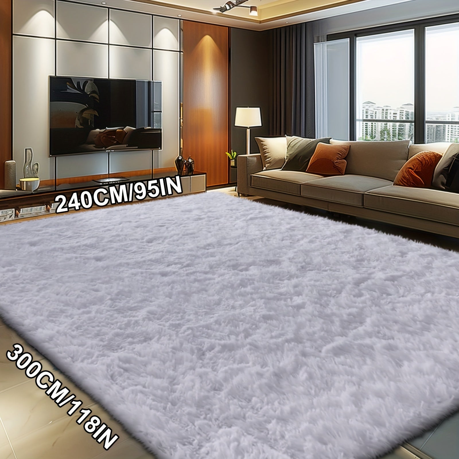 Fluffy Soft Area Rug – Luxury Non-Slip Indoor Carpet for Living Room, Bedroom & Home Decoration, Ultra-Plush Floor Rug, 7 Colours & 5 Sizes, Tie-Dye Black White Navy Blue Grey