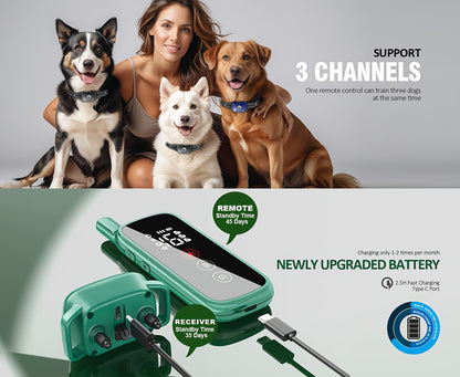 Remote Dog Training Collar with Shock, Vibration & Bark Alarm – Waterproof E-Collar for Large & Medium Dogs, Multiple Training Modes for Obedience & Behaviour