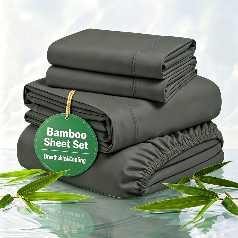 100% Bamboo Rayon Bed Sheets 3/4pcs Set with 16" Extra Deep Pockets – Soft Cooling Bedding for Hot Sleepers & Night Sweats, Twin Full Queen King Size