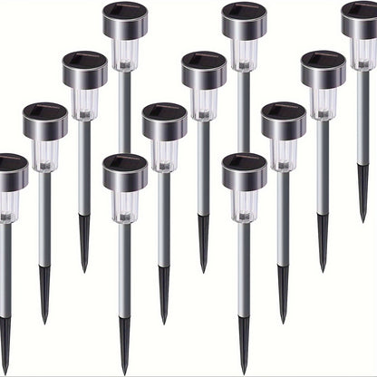 Solar Garden Path Lights 16-Pack – Crystal Stainless Steel Foldable Solar Stake Lights with 2000mAh Battery & Light Sensor for Garden, Patio, Driveway, Sidewalk & Backyard Lawn
