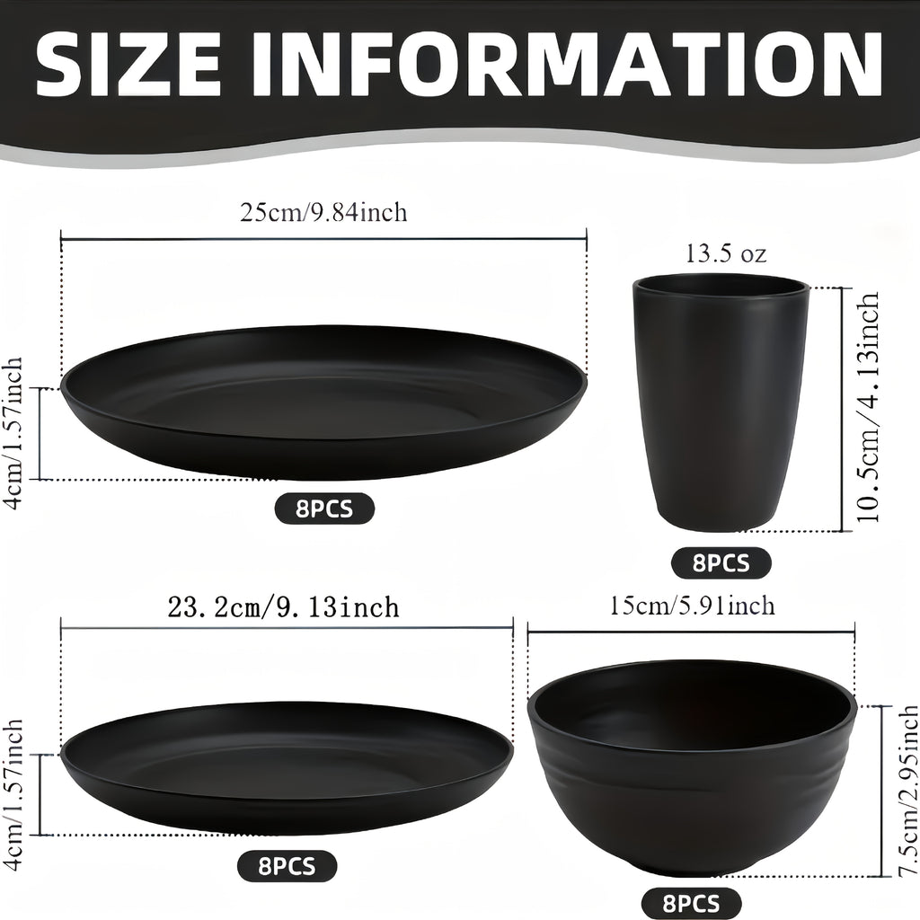 32/16pcs Wheat Straw Large Size Dinnerware Set, Kitchen Accessories, Unbreakable Modern Dish Set-Plate/Dessert Plate/Bowl/Cup, Dishwasher And Microwave Safe, Lightweight Tableware, Perfect Camping And Everyday Use, Gifts For Men