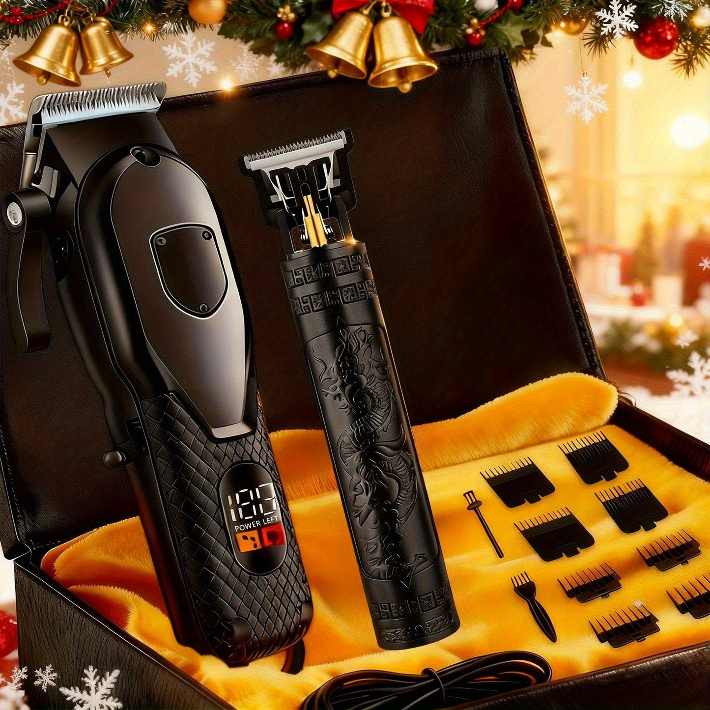 Men's Hair Clipper & Beard Trimmer Grooming Set USB Rechargeable with Digital Display, Electric Hair Cutting Kit 2-3 Piece – Father's Day & Holiday Gift for Men