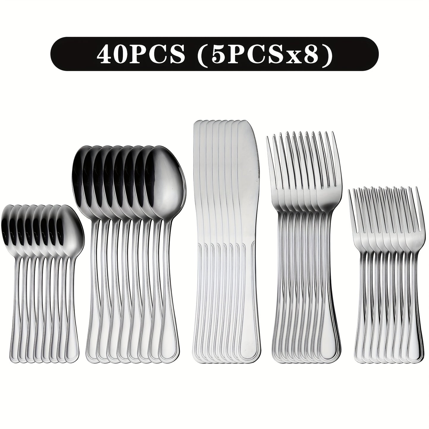 Stainless Steel Cutlery Set Multi-Size 20-120pcs – Mirror Polished Flatware for Home Kitchen Restaurant Hotel, Dishwasher Safe, Perfect for Weddings & Gifts