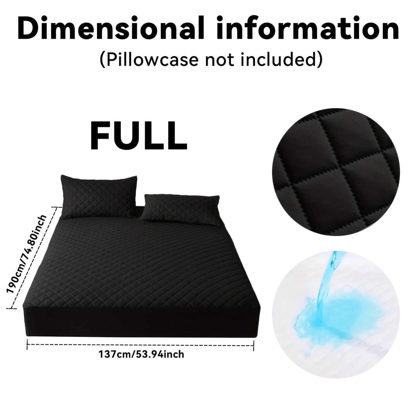 Thickened Waterproof Mattress Protector Soft Comfortable Fitted Bed Cover, Layered Insert Mattress Pad for Bedroom Guest Room Hotel, Twin Full Queen King Size, Blue Green Grey Black