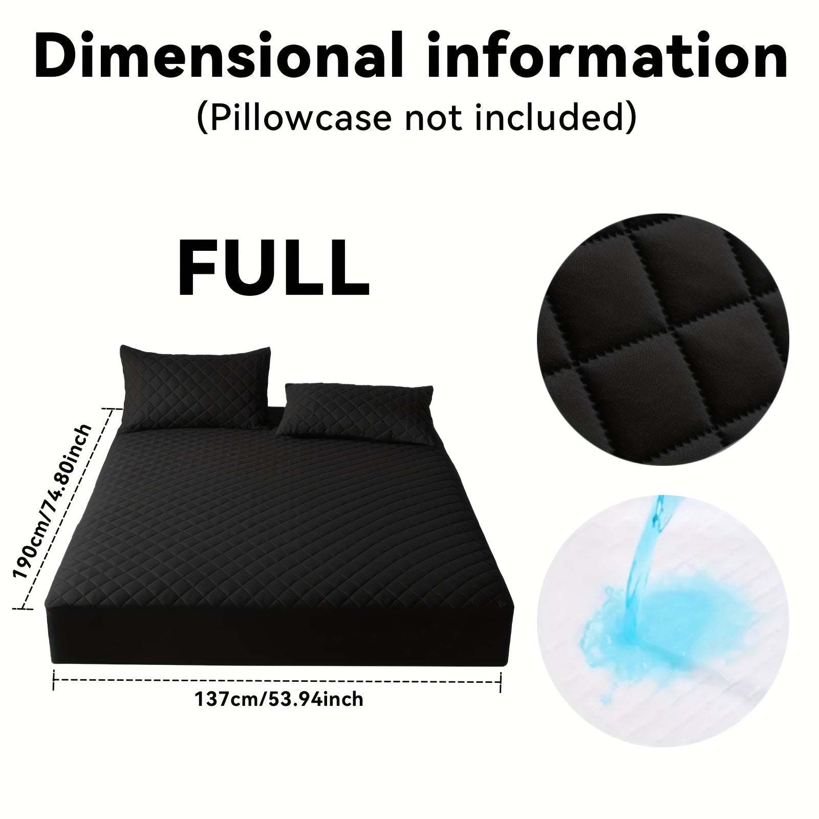 Thickened Waterproof Mattress Protector Soft Comfortable Fitted Bed Cover, Layered Insert Mattress Pad for Bedroom Guest Room Hotel, Twin Full Queen King Size, Blue Green Grey Black