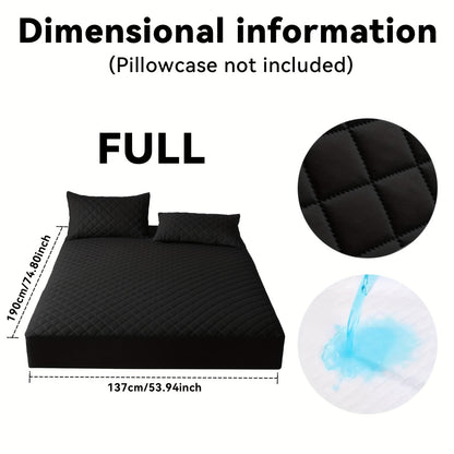Thickened Waterproof Mattress Protector Soft Comfortable Fitted Bed Cover, Layered Insert Mattress Pad for Bedroom Guest Room Hotel, Twin Full Queen King Size, Blue Green Grey Black