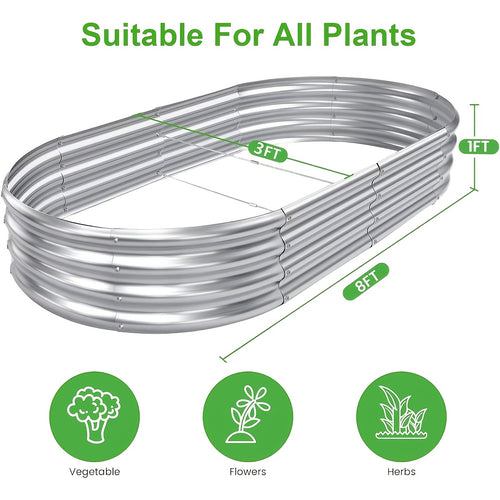Galvanized Oval Raised Garden Bed 2-Pack – Metal Outdoor Planter Box Kit for Vegetables, Fruits, Flowers & Herbs, Multiple Sizes Available