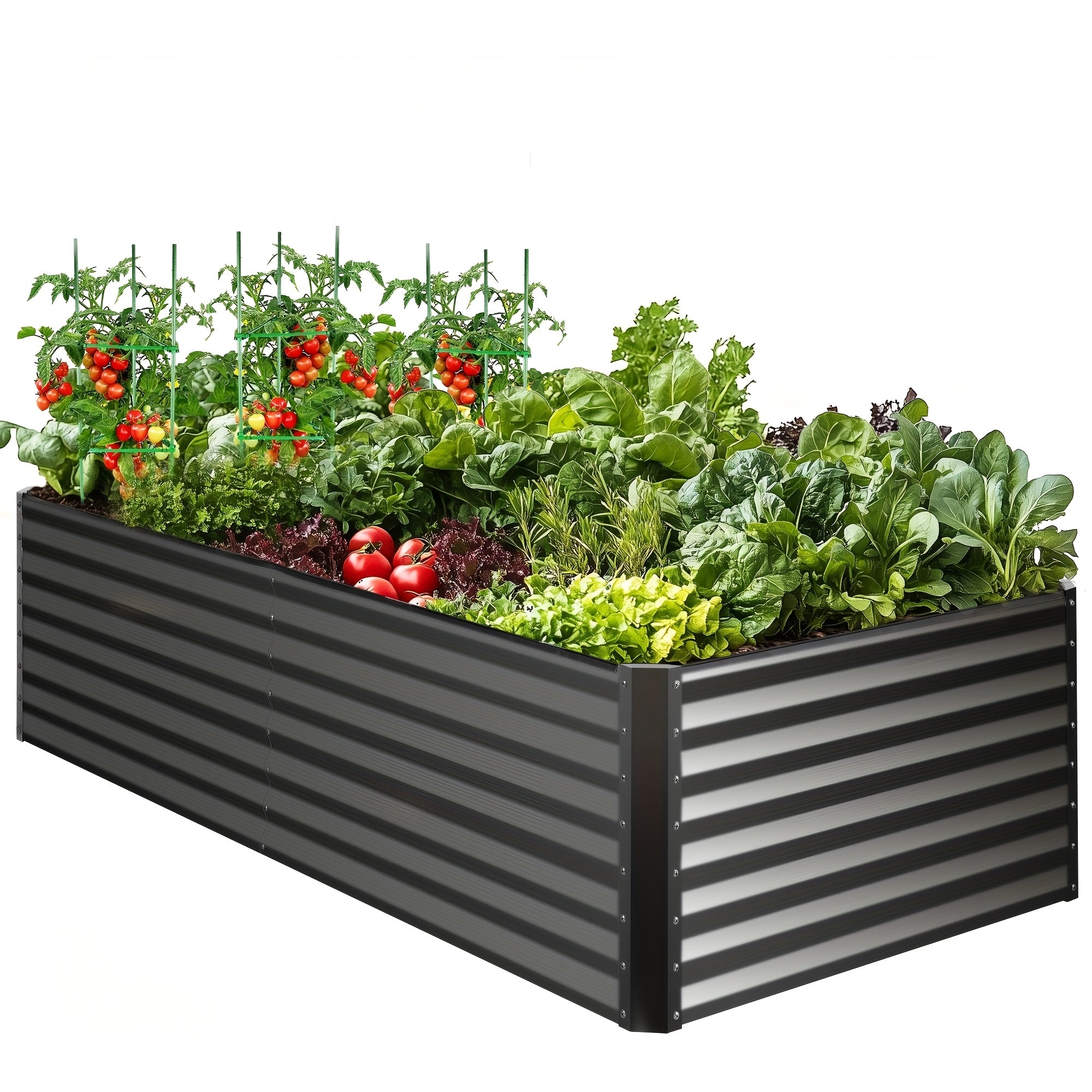 soges Raised Garden Bed, 8 x 4 x 2ft Elevated Galvanized Planter Box Stand with 3 Ground Stakes & Rubber, Outdoor Above Ground Planter Extra Large Garden Box Kits for Garden, Patio, Backyard
