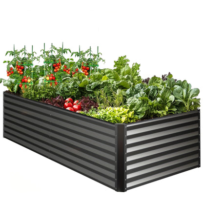 Extra Large Elevated Raised Garden Bed 8x4x2ft – soges Galvanized Planter Box Stand with 3 Ground Stakes & Rubber Feet, Above Ground Garden Kit for Vegetables Herbs Flowers – Patio Backyard