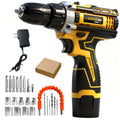 Lithium-ion Cordless Drill Set, Includes Battery and Charger, Features a 3/8-inch Keyless Chuck, Variable Speed, 16-position Settings, and 24 Drill Bits. Available in Red/yellow/blue. Ideal for Home Power Tools and Automotive Repair