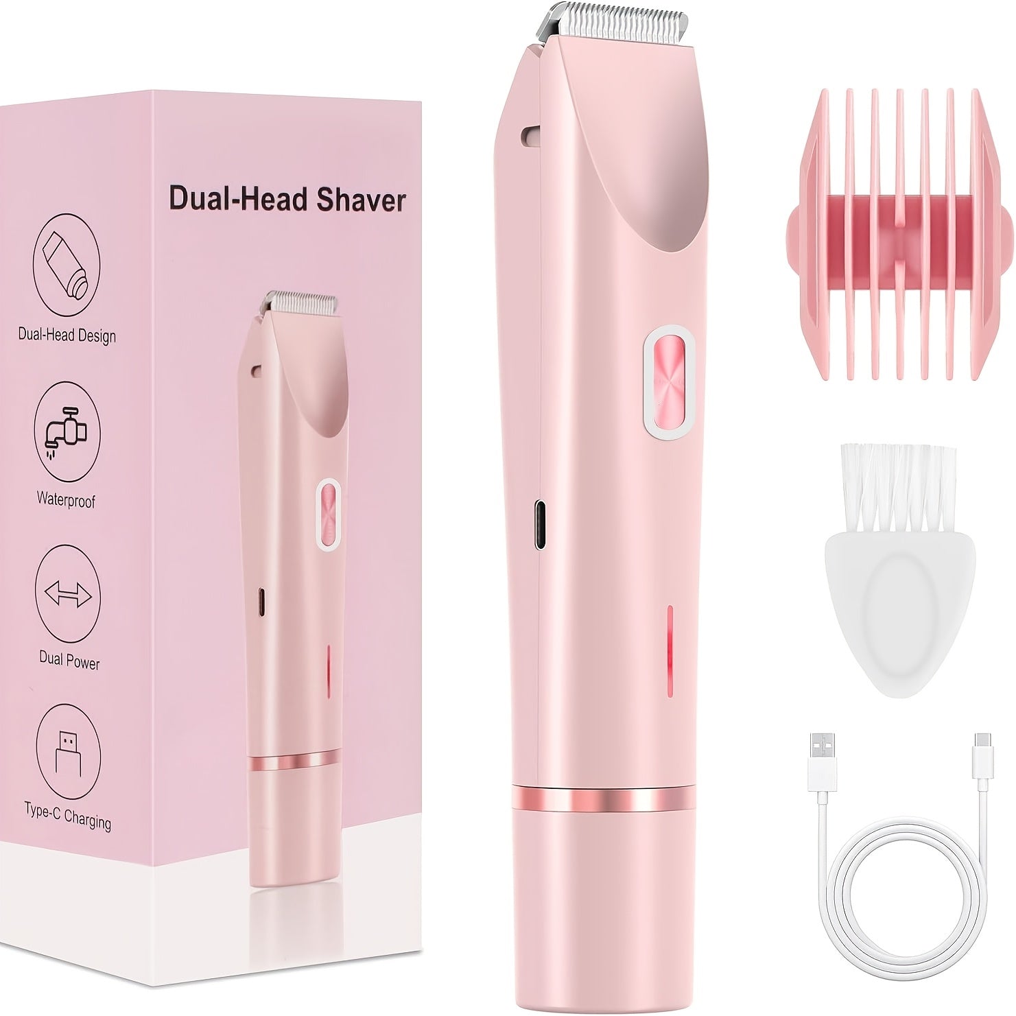 2-in-1 Women'S Aluminum Foil Shaver, Double-Headed Hair Remover For Armpits And Full Body, Ultra-Long Battery Life Tpye-C Charging, IPX6, Dry/Wet Use, Mini Razor For Men Women